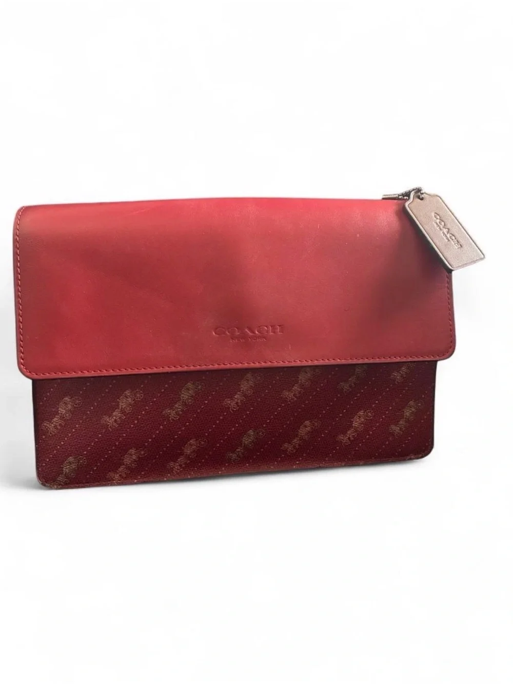 Coach Red Signature Fold-Over Bag